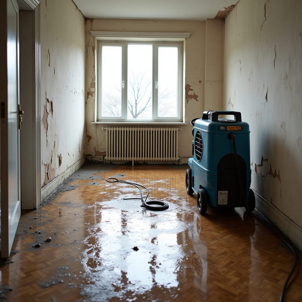Wasserschaden in Sanierung mit Bautrockner